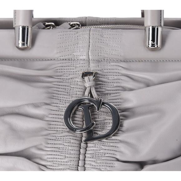 Christian Dior Karenina Handbag North South Tote Gray Leather - Picture 2 of 9